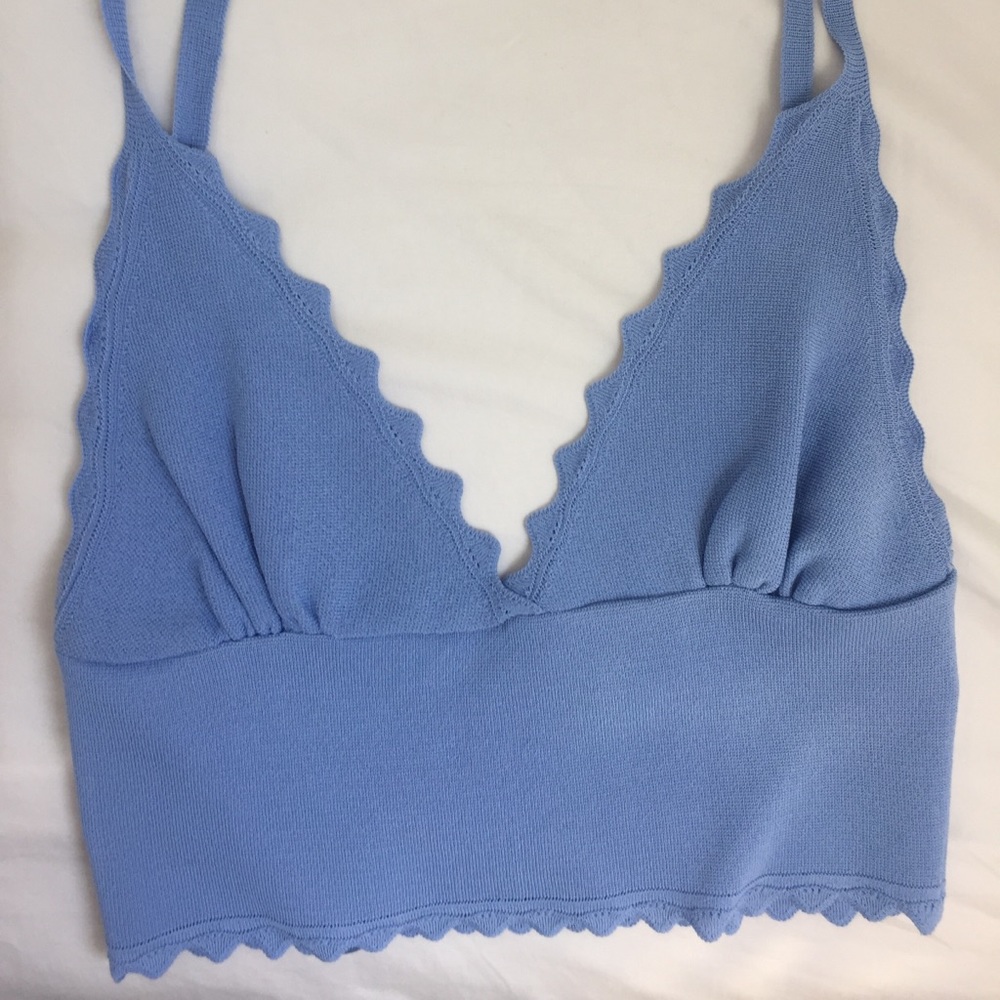 Zara crop Top knitted baby blue size L